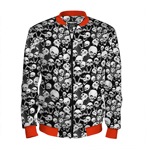 Мужской бомбер Screaming skulls & web / 3D-Красный – фото 1