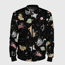 Бомбер мужской Космические коты, цвет: 3D-черный