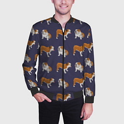 Бомбер мужской Английские бульдоги паттерн, цвет: 3D-черный — фото 2