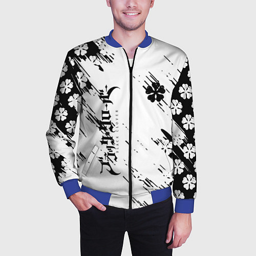 Мужской бомбер Чёрный клевер black clover, / 3D-Синий – фото 3
