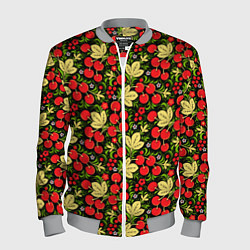 Бомбер мужской Черешни хохлома, цвет: 3D-меланж