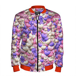 Бомбер мужской Сердечки-черепушки, цвет: 3D-красный