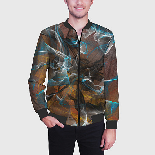 Мужской бомбер Коллекция Get inspired! Абстракция F5-fl-139-158-4 / 3D-Черный – фото 3