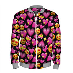 Бомбер мужской Эмодзи сердечки, цвет: 3D-меланж