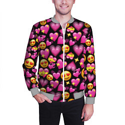 Бомбер мужской Эмодзи сердечки, цвет: 3D-меланж — фото 2