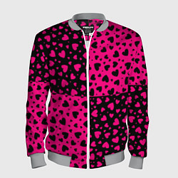 Бомбер мужской Черно-Розовые сердца, цвет: 3D-меланж