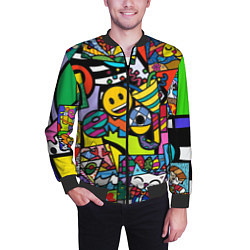 Бомбер мужской Romero Britto - emoji, цвет: 3D-черный — фото 2