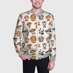 Бомбер мужской Милые дикие животные, цвет: 3D-меланж — фото 2