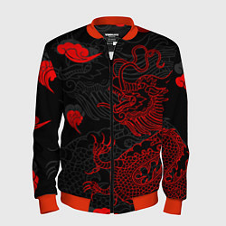 Бомбер мужской Дракон Китайский дракон, цвет: 3D-красный