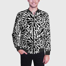 Бомбер мужской Черно белый абстрактный узор, цвет: 3D-черный — фото 2