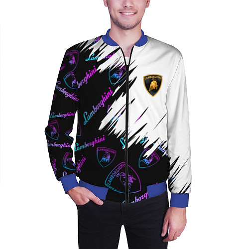 Мужской бомбер Lamborghini pattern gradient / 3D-Синий – фото 3