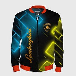 Бомбер мужской Lamborghini - Неоновые фигуры, цвет: 3D-красный