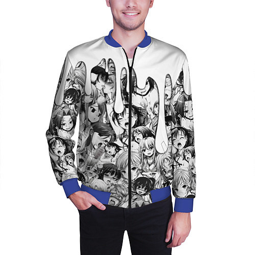 Мужской бомбер АХЕГАО - AHEGAO ПОДТЕКИ / 3D-Синий – фото 3