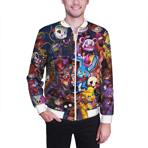 Мужской бомбер Cute Fnaf Pattern / 3D-Белый – фото 3