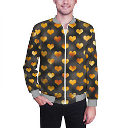 Бомбер мужской Сердечки Gold and Black, цвет: 3D-меланж — фото 2