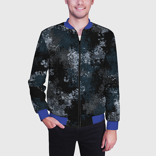 Мужской бомбер Камуфляж ночной Ниндзя / 3D-Синий – фото 3
