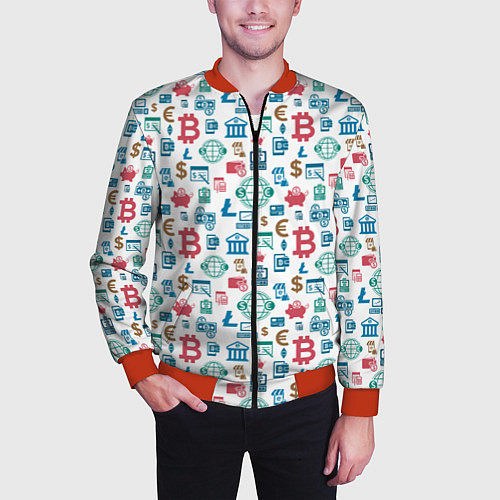 Мужской бомбер Виртуальная Валюта Currency / 3D-Красный – фото 3