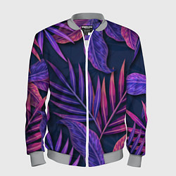 Бомбер мужской Neon Tropical plants pattern, цвет: 3D-меланж