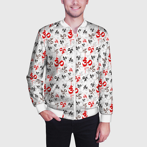Мужской бомбер Мантра ОМ АУМ / 3D-Белый – фото 3
