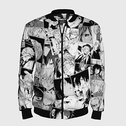 Бомбер мужской Bungo Stray Dogs pattern, цвет: 3D-черный