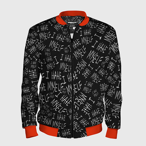 Мужской бомбер I Hate Myself Dead Inside / 3D-Красный – фото 1