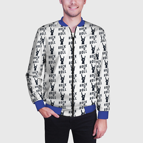 Мужской бомбер Рок-н-ролл сила / 3D-Синий – фото 3