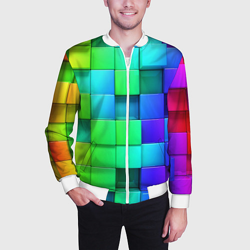 Мужской бомбер Color geometrics pattern Vanguard / 3D-Белый – фото 3