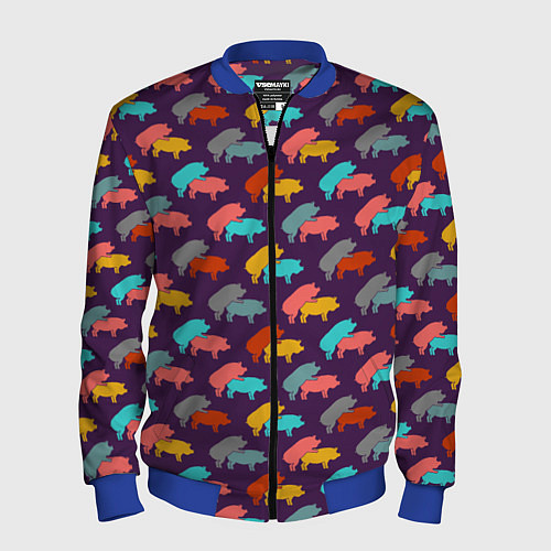 Мужской бомбер Свиньи 18 / 3D-Синий – фото 1