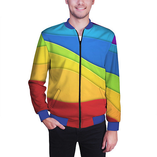 Мужской бомбер Fashion pattern 2022 Wave / 3D-Синий – фото 3