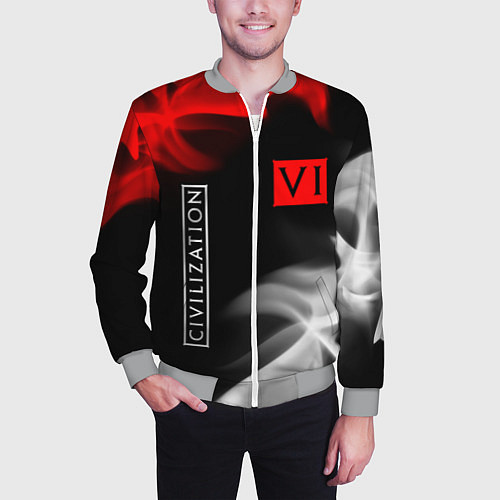Мужской бомбер ЦИВИЛИЗАЦИЯ 6 Огонь / 3D-Меланж – фото 3
