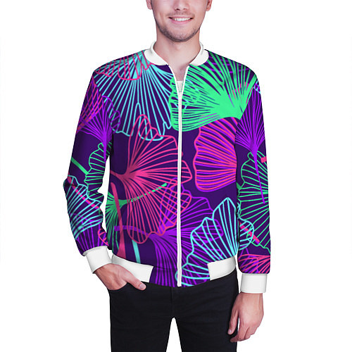 Мужской бомбер Neon color pattern Fashion 2023 / 3D-Белый – фото 3