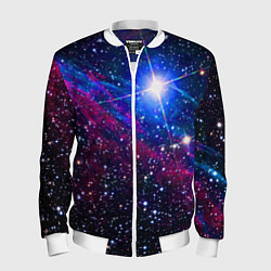 Бомбер мужской Открытый космос Star Neon, цвет: 3D-белый