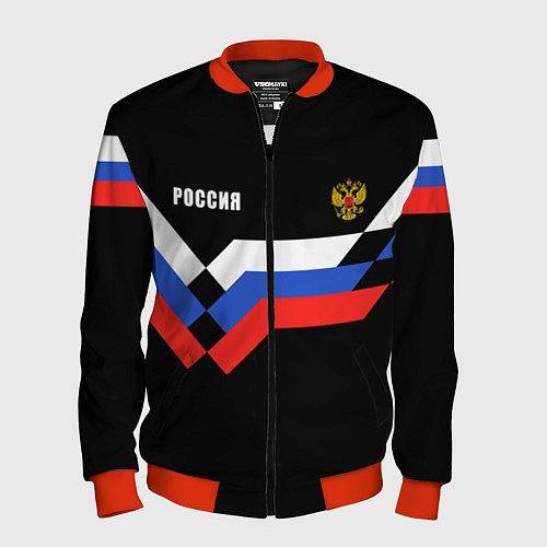 Мужской бомбер РОССИЯ ТРИКОЛОР ЛИНИИ / 3D-Красный – фото 1
