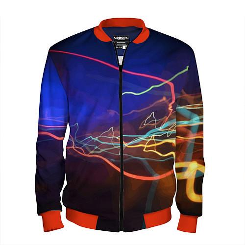 Мужской бомбер Neon vanguard pattern Lightning Fashion 2023 / 3D-Красный – фото 1