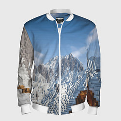 Бомбер мужской Minecraft Mountains Video game, цвет: 3D-белый