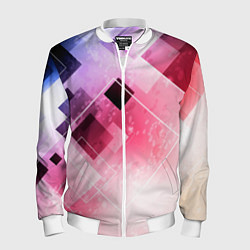 Бомбер мужской Розово-голубая абстрактная геометрия, цвет: 3D-белый