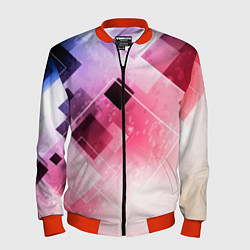Бомбер мужской Розово-голубая абстрактная геометрия, цвет: 3D-красный