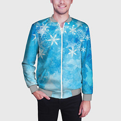 Бомбер мужской Новогодние снежинки, цвет: 3D-меланж — фото 2