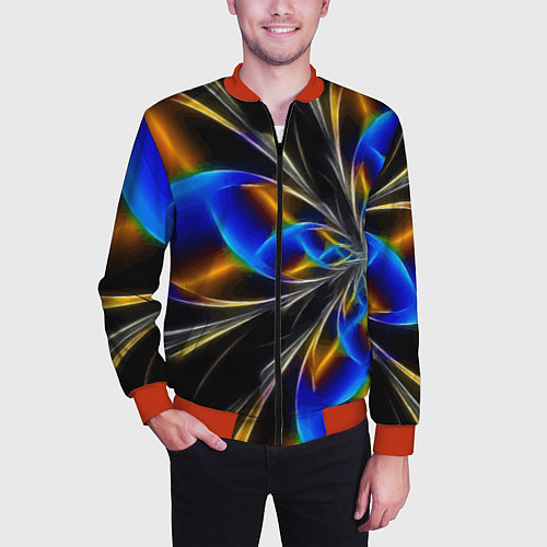 Мужской бомбер Neon vanguard pattern Fashion 2023 / 3D-Красный – фото 3