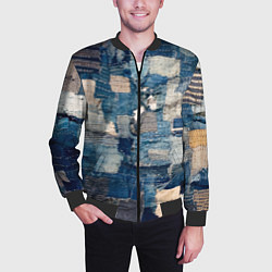 Бомбер мужской Patchwork Jeans Осень Зима 2023, цвет: 3D-черный — фото 2