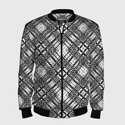 Бомбер мужской Черно-белый геометрический узор в клетку, цвет: 3D-черный