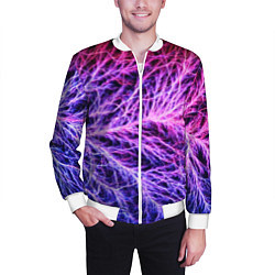 Бомбер мужской Авангардный неоновый паттерн Мода Avant-garde neon, цвет: 3D-белый — фото 2