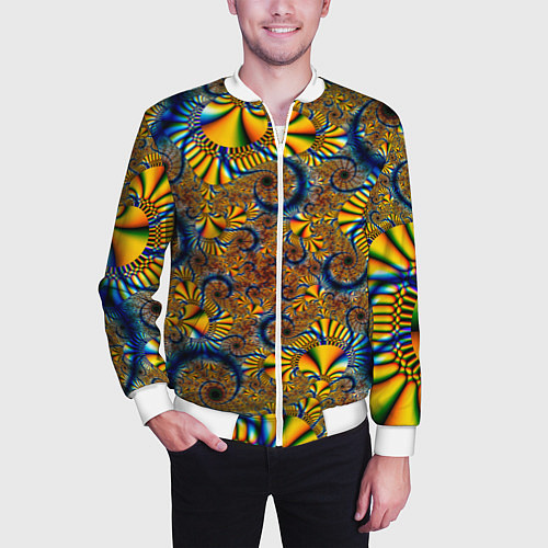 Мужской бомбер FRACTAL COLOR PATTERN / 3D-Белый – фото 3