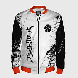 Бомбер мужской Black clover чёрный клевер вертикальная надпись, цвет: 3D-красный