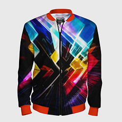 Бомбер мужской Неоновая молния Абстракция Neon Lightning Abstract, цвет: 3D-красный