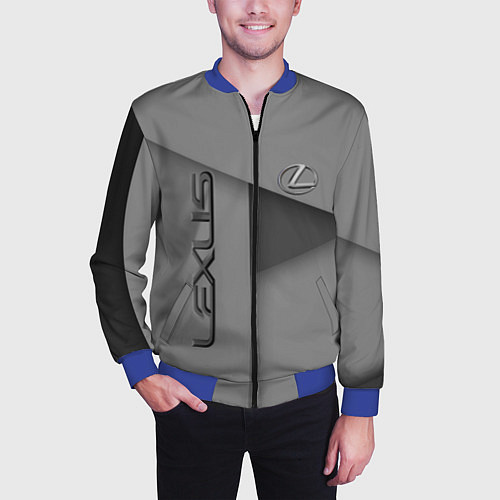 Мужской бомбер Lexus - серая абстракция / 3D-Синий – фото 3