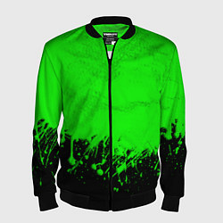 Бомбер мужской САЛАТОВЫЕ НЕОНОВЫЕ БРЫЗГИ КРАСКИ, цвет: 3D-черный