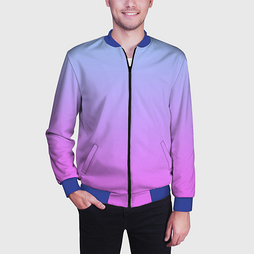 Мужской бомбер Голубо-розовый градиент / 3D-Синий – фото 3