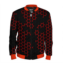 Мужской бомбер НАНОКОСТЮМ Black and Red Hexagon Гексагоны