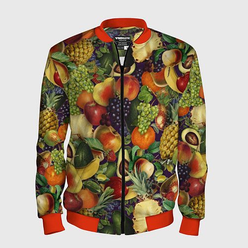Мужской бомбер Вкусные Летние Фрукты / 3D-Красный – фото 1